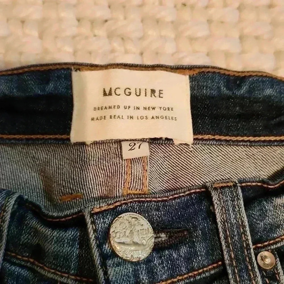 McGuire | Medium Distressed Denim Tuxedo Stripe Jeans Sz 27 - Picture 3 of 5